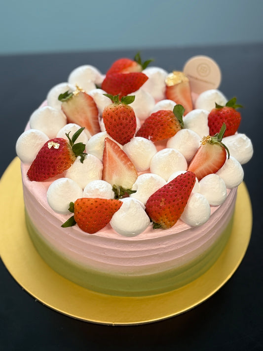 Halal Matcha strawberry short cake 6" (6-8 pax)