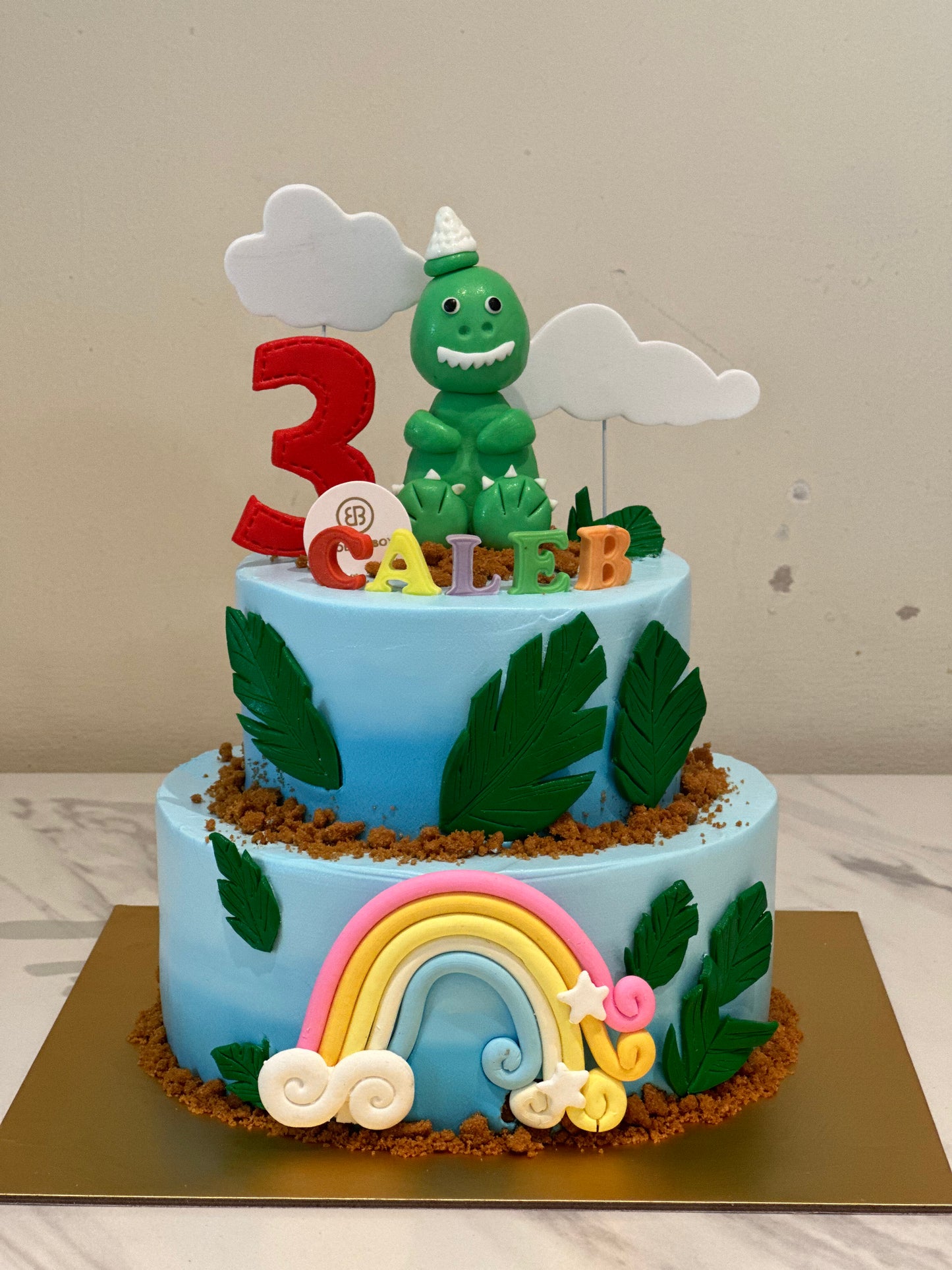 Customised cake Dinosaur 4 + 6" 2 tier cake