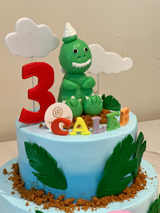 Customised cake Dinosaur 4 + 6" 2 tier cake