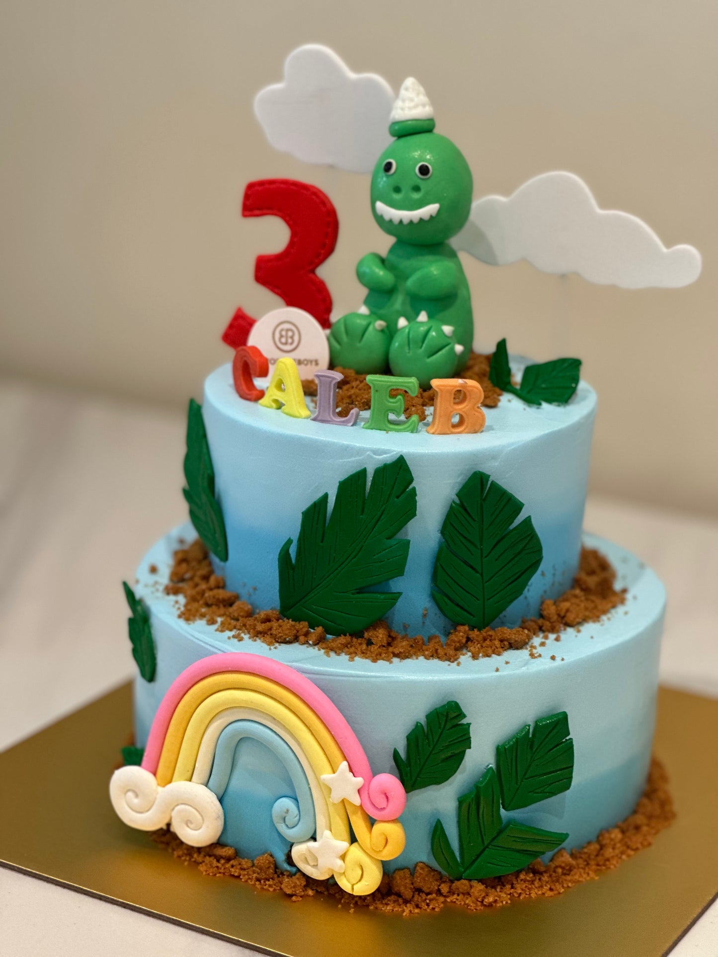 Customised cake Dinosaur 4 + 6" 2 tier cake