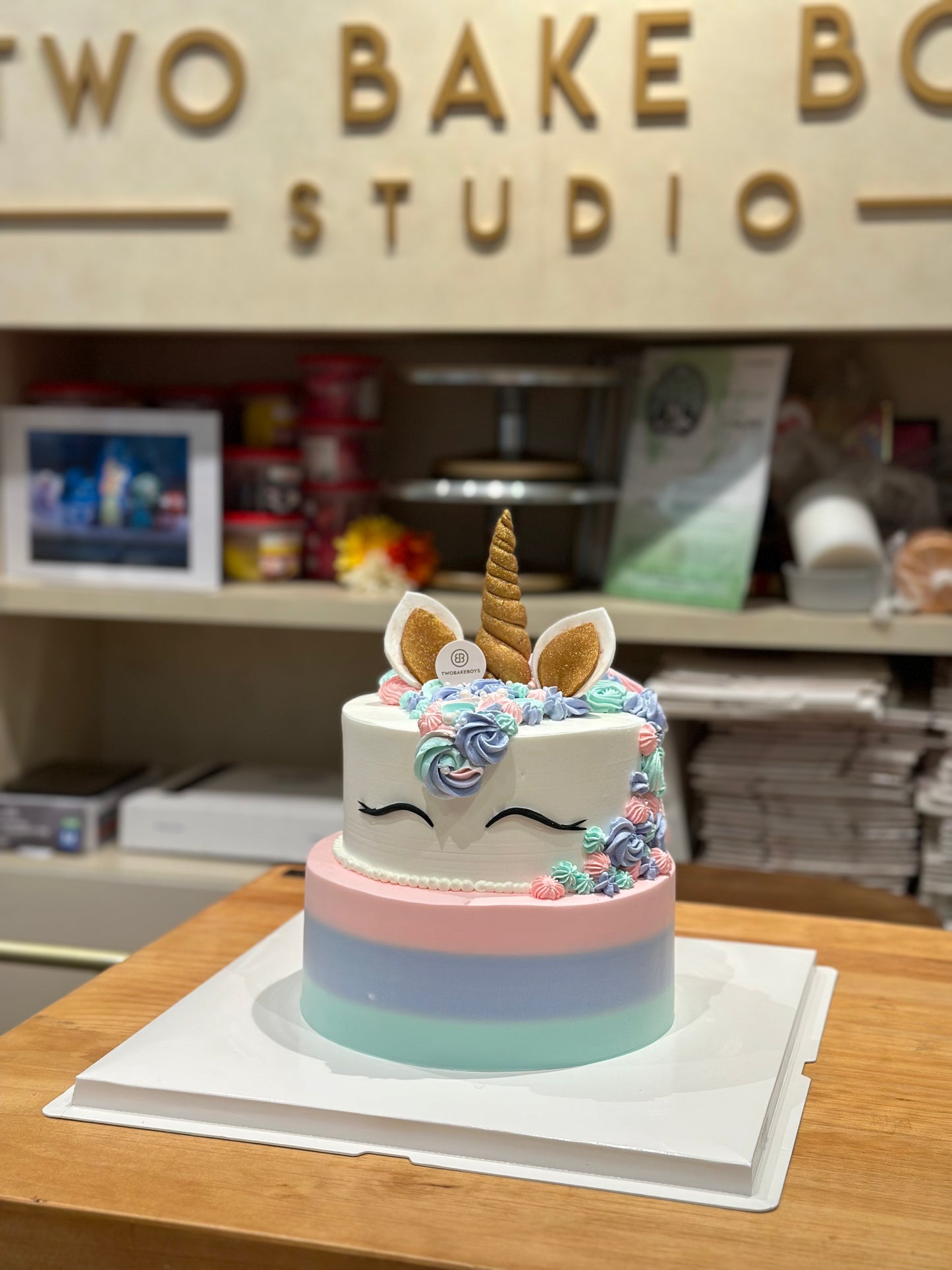 Customised cake Unicorn 4 + 6" 2 tier cake