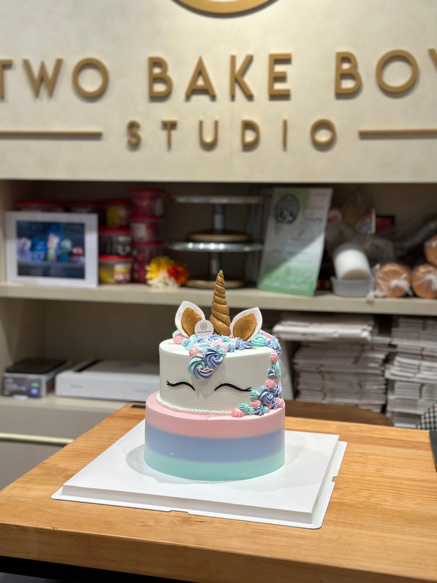 Customised cake Unicorn 4 + 6" 2 tier cake