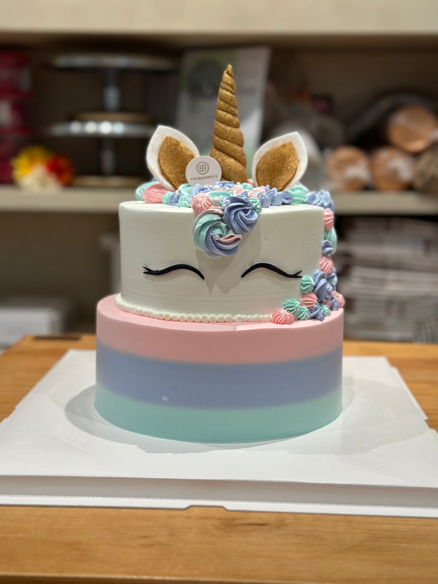 Customised cake Unicorn 4 + 6" 2 tier cake