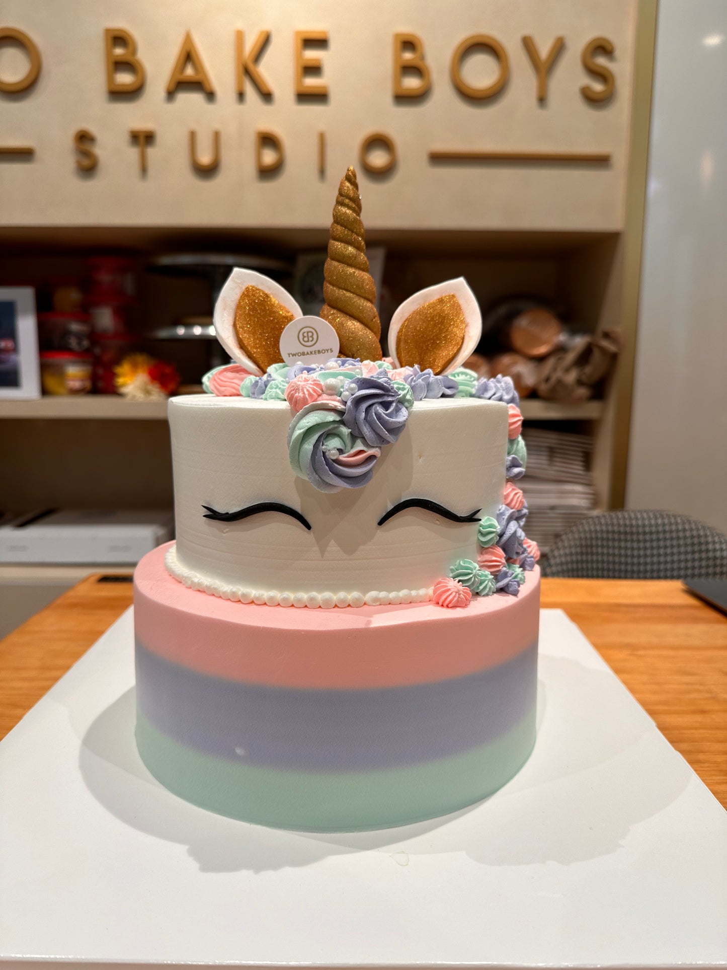 Customised cake Unicorn 4 + 6" 2 tier cake