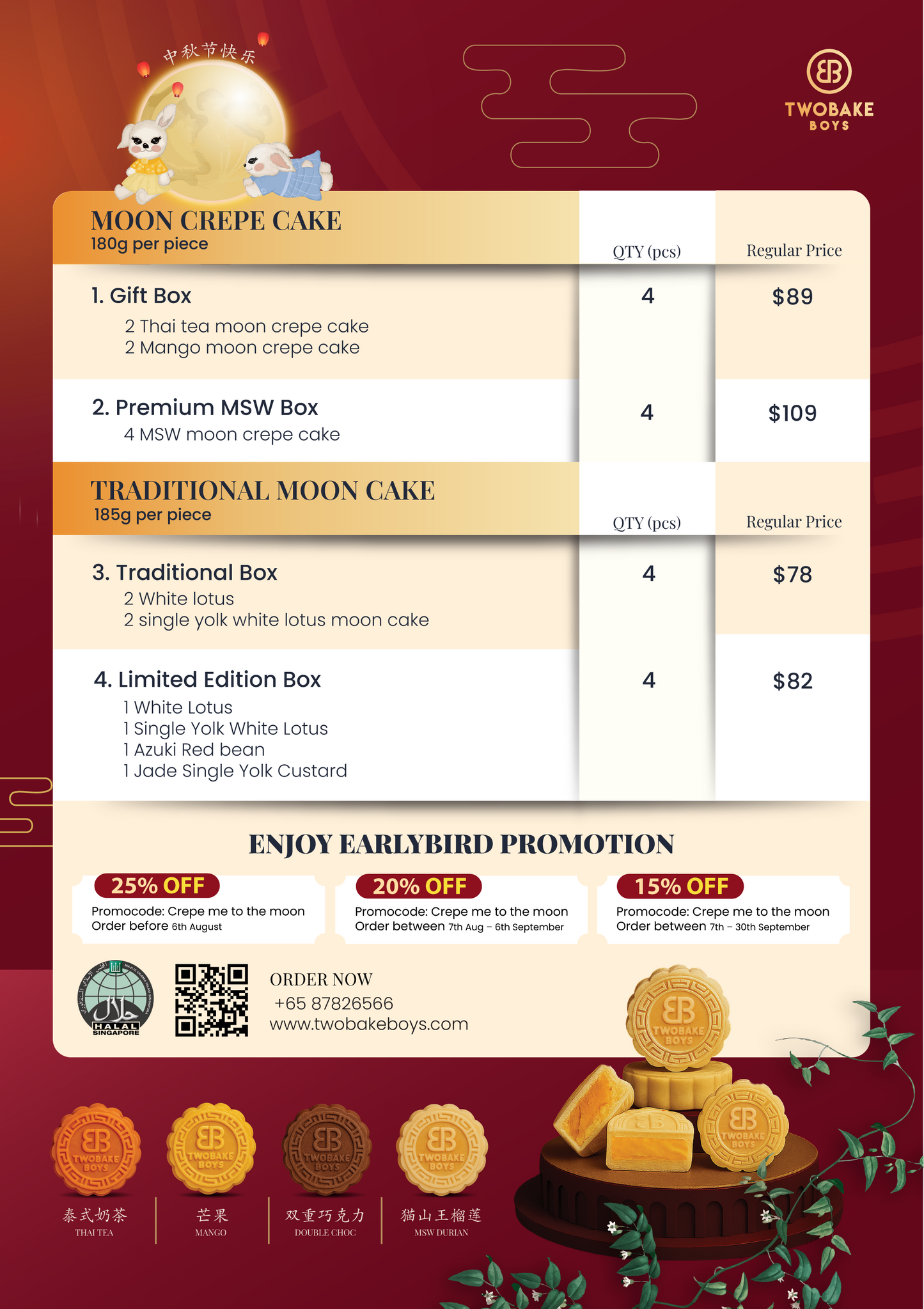 25%OFF Moon Crepe Cake Gift Box (DIY your flavour) Early Bird Auto Applys