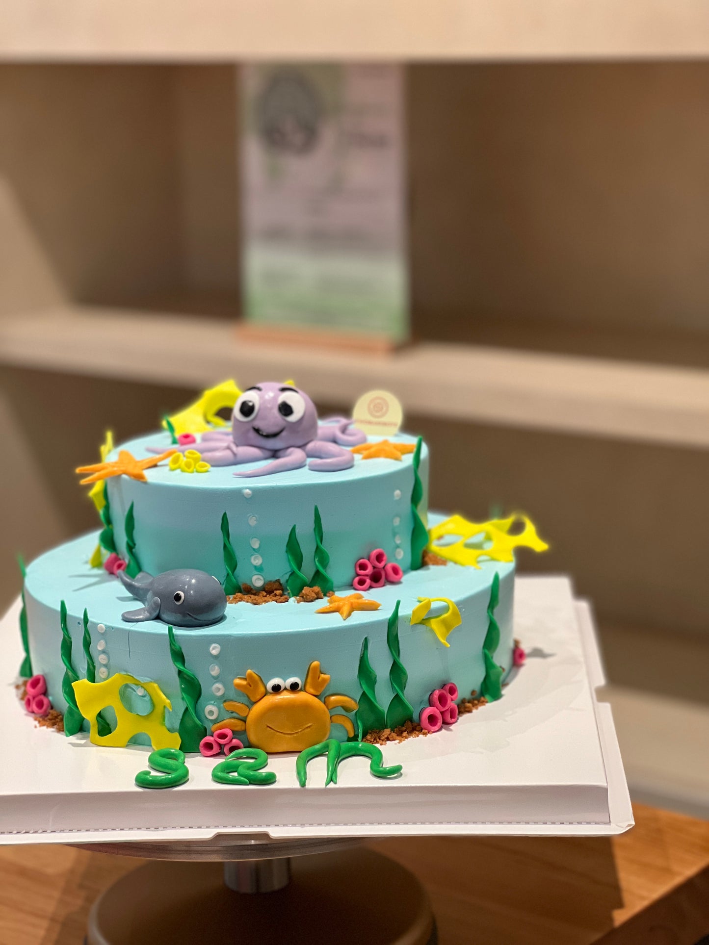 Customised cake under the sea 4 + 6" 2 tier cake