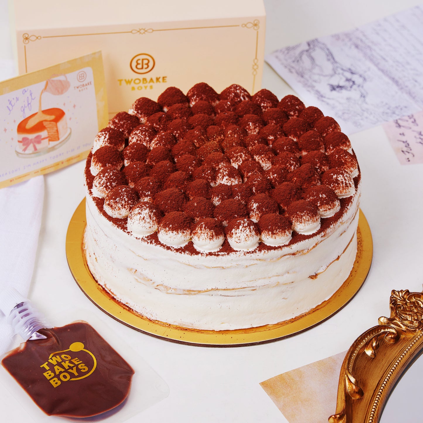 Tiramisu crepe cake 6" ☕️with chocolate sauce suitable for 6-8 pax