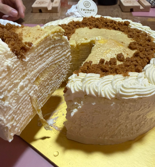 Halal MSW Golden Durian CREPE Cake 6" with coconut sauce  suitable for 6-8 pax