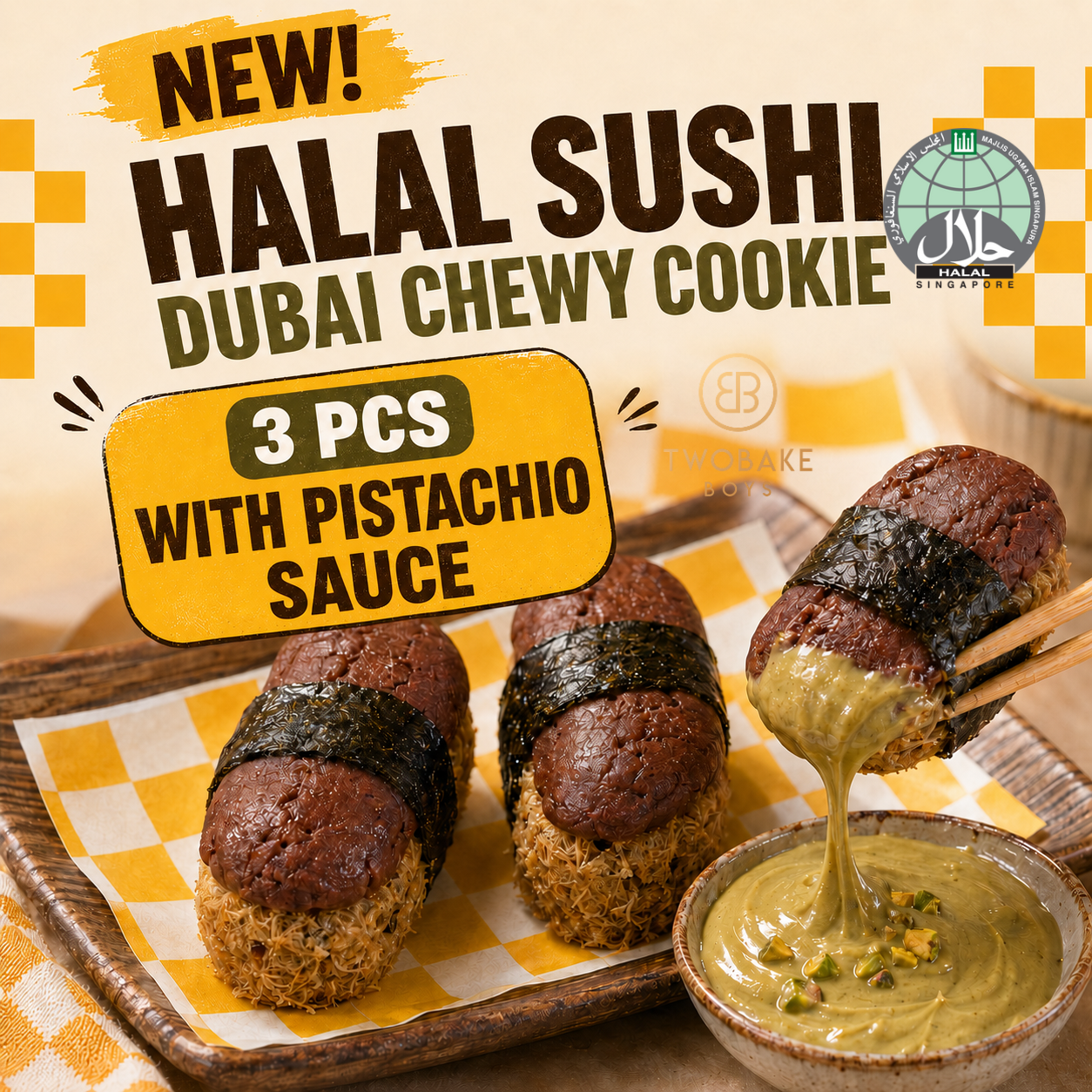 HALAL SUSHI DUBAI CHEWY COOKIE 3PCS SET
