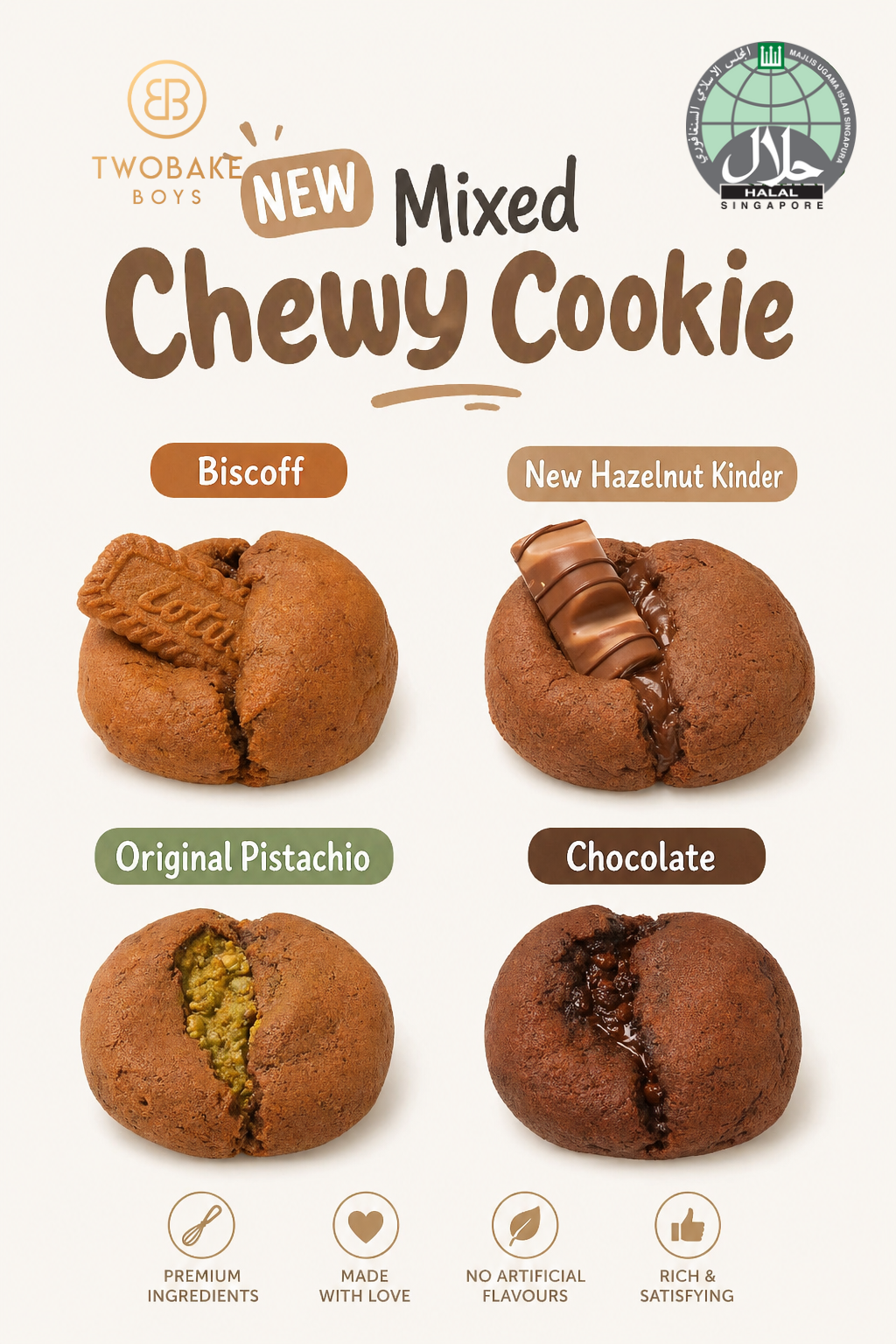 New Mixed Box of 4 Pistachio/Hazelnut/Chocolate/Biscoff