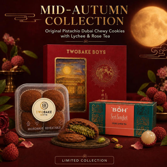 HALAL BEST SELLER DUBAI CHEWY COOKIE + LYCHEE ROSE MOON CAKE BOX